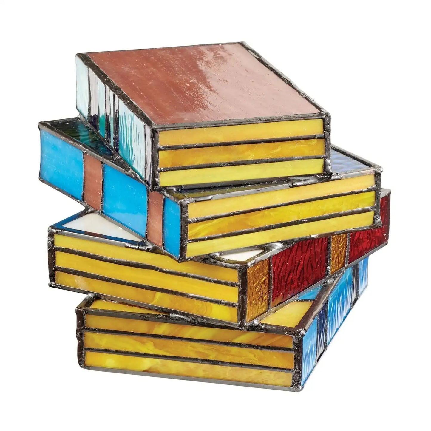Lebendige GlasNovel - Bunte Bücherlampe aus Glas