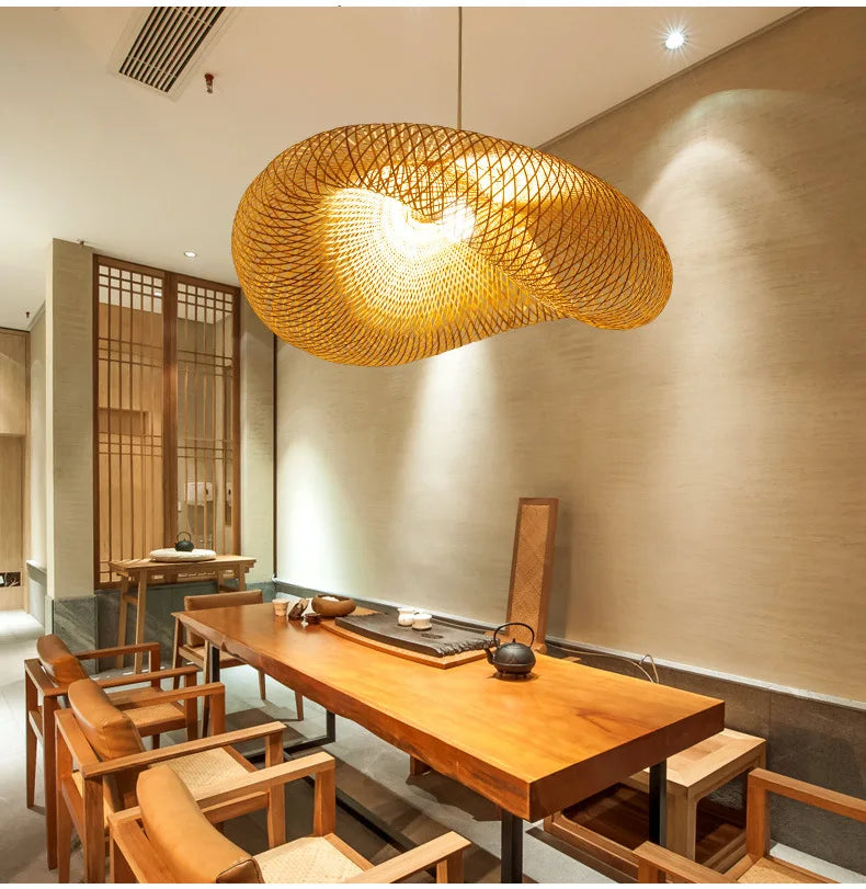 Bambora - Vintage Bamboo Pendant Light with Energy-Saving LED Lights