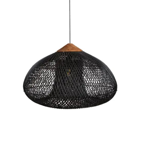 Kumori - Wabi-Sabi Pendant Lamp in Japandi Style – Handmade Drum Lamp with Wooden Shade