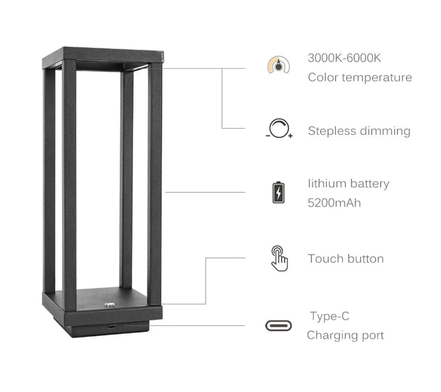 GlowPorta - Rechargeable Table Lamp with Adjustable Brightness