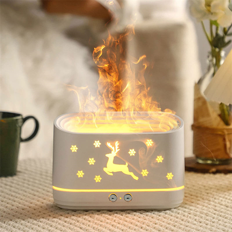 Elch Flamme Luftbefeuchter – Weihnachtsdeko mit Diffusor und Atmosphäre-Licht