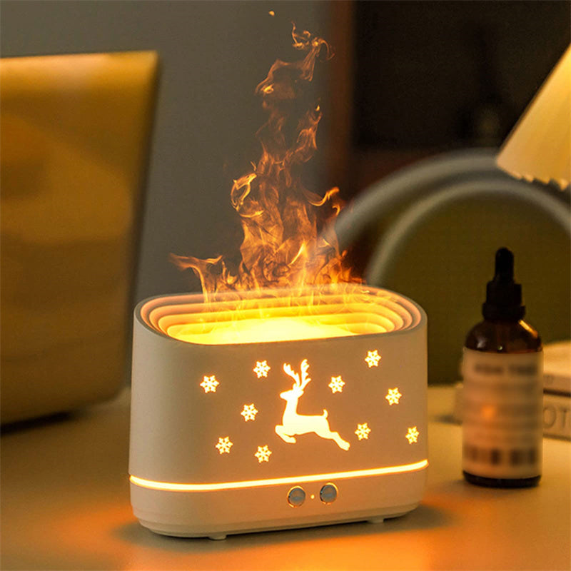 Elch Flamme Luftbefeuchter – Weihnachtsdeko mit Diffusor und Atmosphäre-Licht