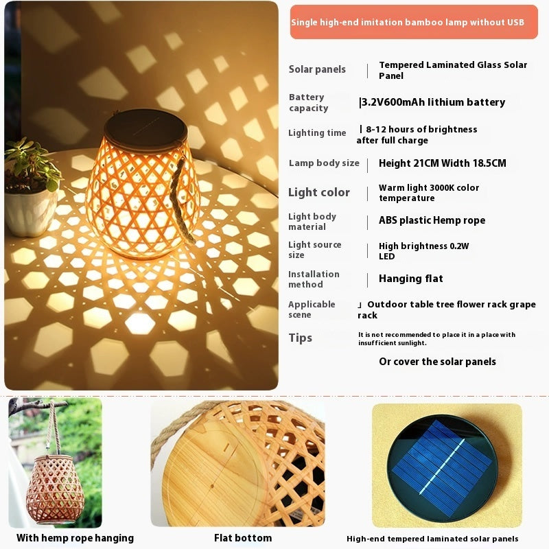 SolarLume® – Solarbetriebene Outdoor Laterne im Bambus-Look