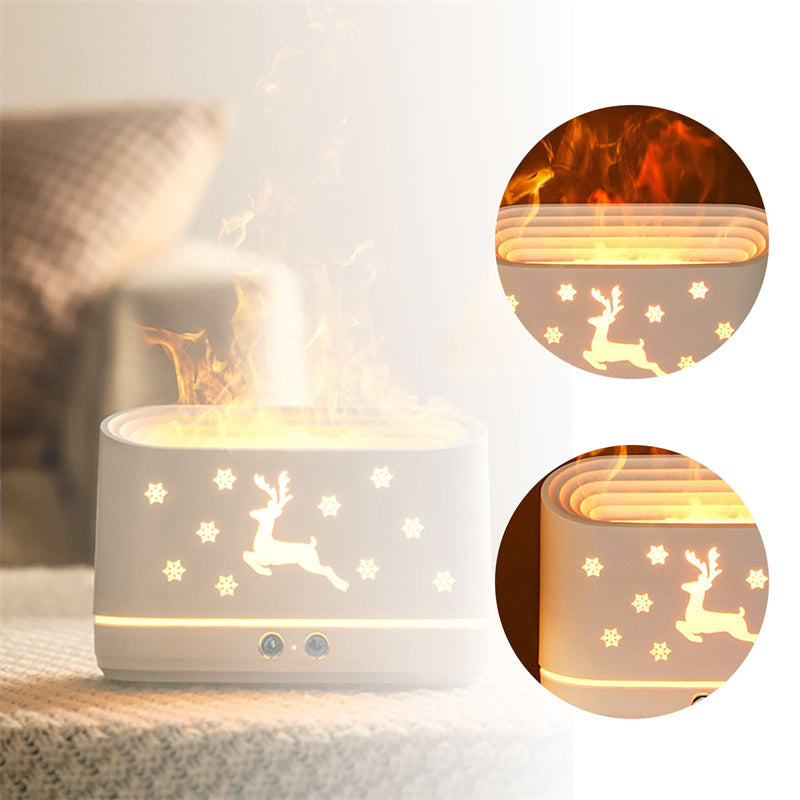 Elch Flamme Luftbefeuchter – Weihnachtsdeko mit Diffusor und Atmosphäre-Licht
