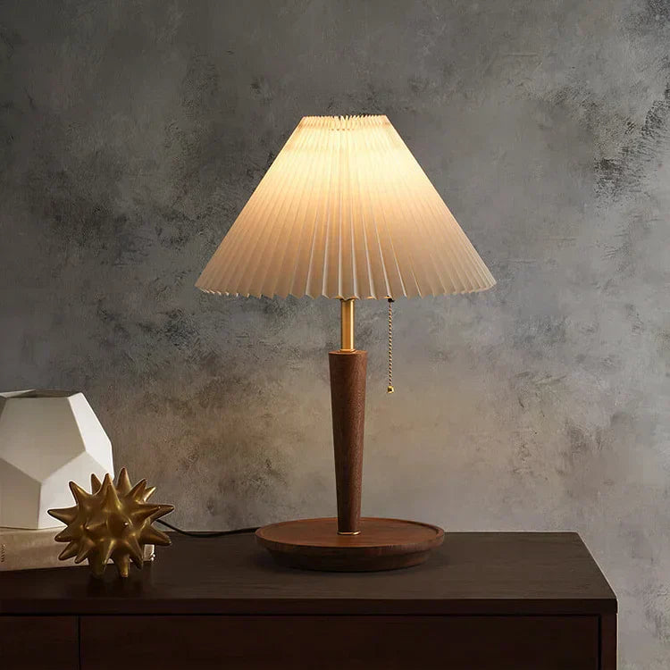 Pleatwood - Vintage Holz Tischlampe
